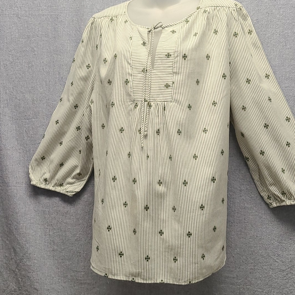 St. John's Bay LS Vertical Striped V-Neck Top XXL NWT